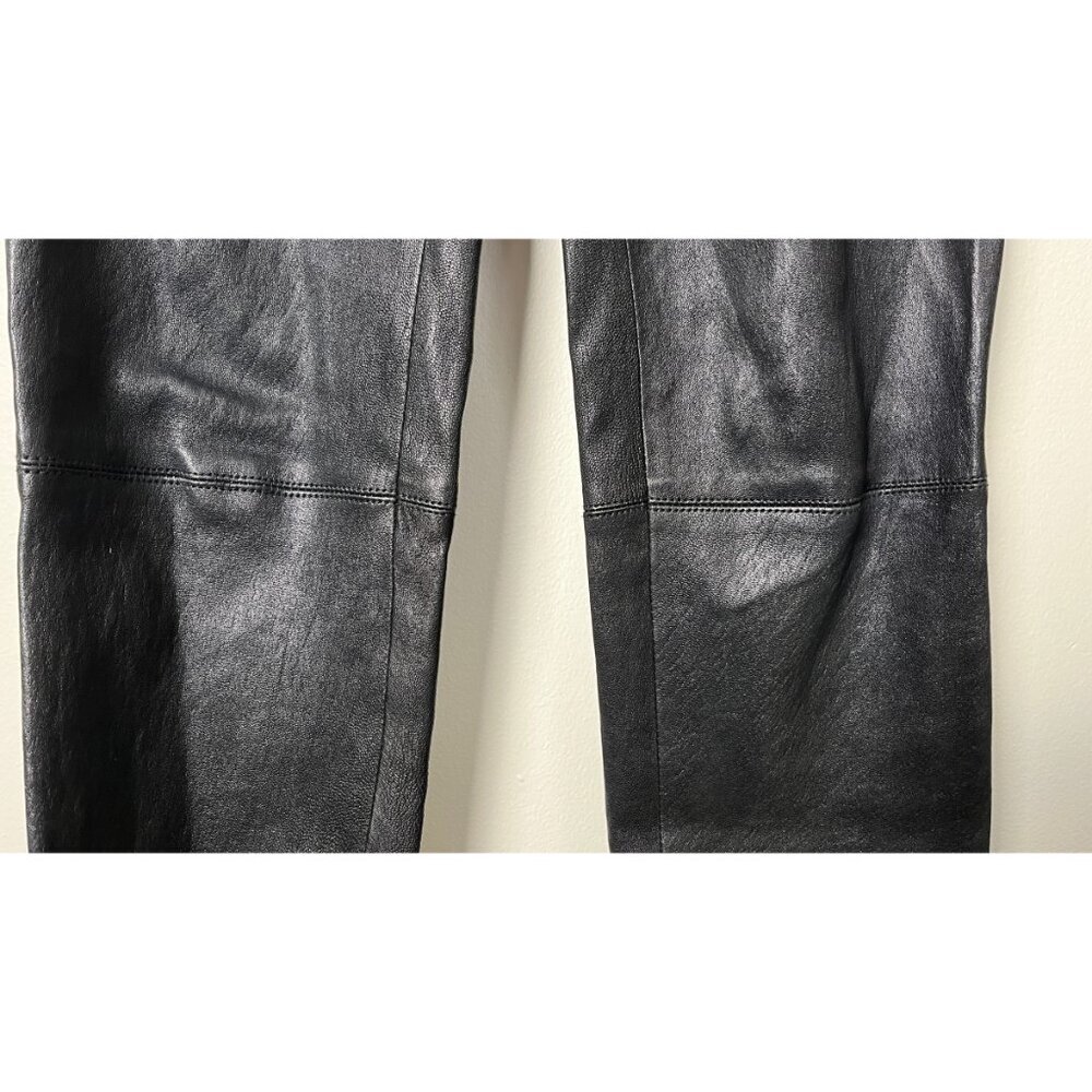 J BRAND BLACK LEATHER PLONGE LEGGINGS 29 - Picture 3 of 6